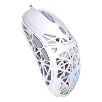 Laidinis žaidimų pelė ENDORFY LIV Onyx White – ambidekstrinė, optinė 12000 DPI, 6 mygtukai, 1,8 m laidas