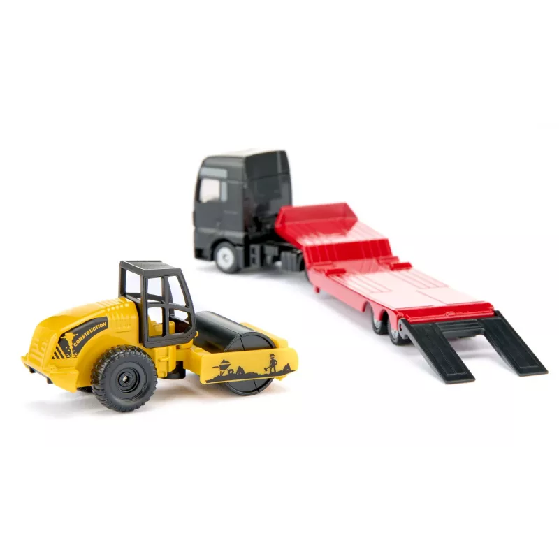 Siku MAN sunkvežimis su kelio volu, modelis 1:87, metalas, plastikas, raudona, geltona