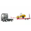 Siku MAN sunkvežimis su kelio volu, modelis 1:87, metalas, plastikas, raudona, geltona