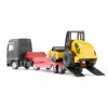 Siku MAN sunkvežimis su kelio volu, modelis 1:87, metalas, plastikas, raudona, geltona