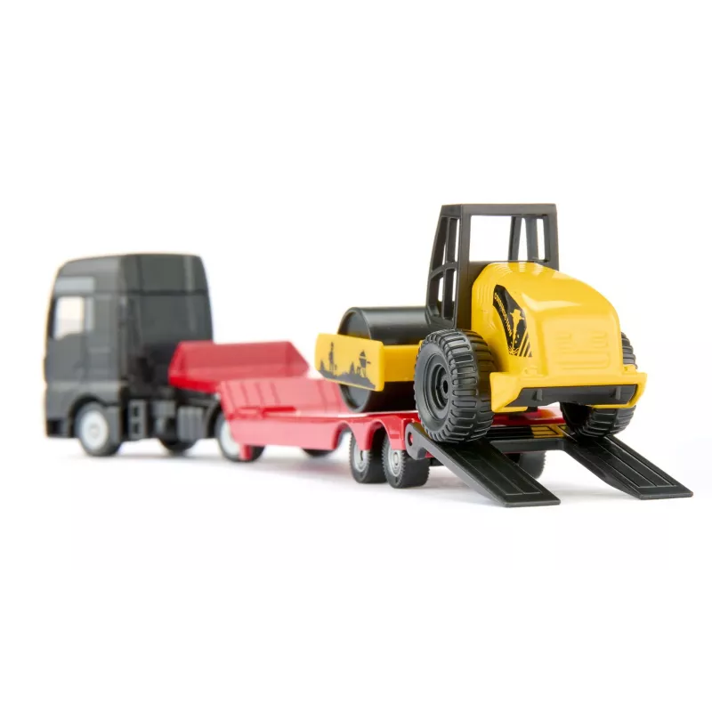 Siku MAN sunkvežimis su kelio volu, modelis 1:87, metalas, plastikas, raudona, geltona
