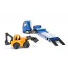 Siku MAN sunkvežimis su ekskavatoriumi-krautuvu, modelis 1:87, metalas/plastikas, mėlyna/geltona