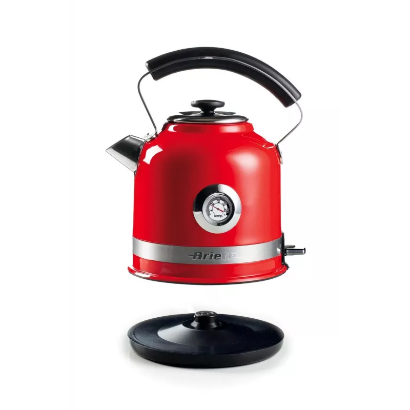 Ariete 2854 Moderna elektrinis virdulys, 2000 W, 1,7 l talpa, 360° belaidis, automatinis išsijungimas, išimamas filtras, vandens lygio indikatorius, termometras, raudonas
