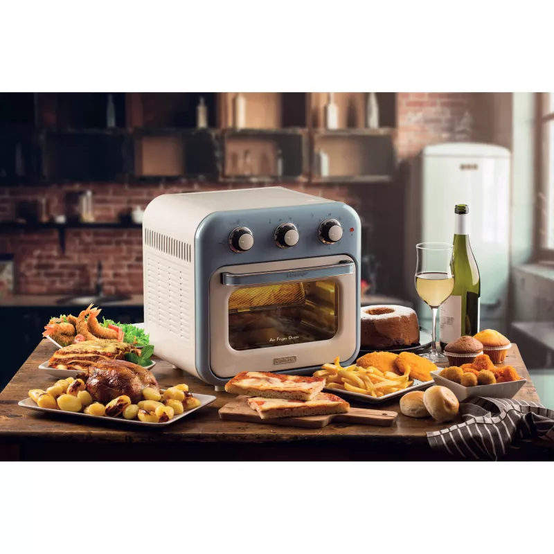 Ariete 4632 Oro gruzdintuvė ir orkaitė Vintage, 1400W, 2v1, Talpa 16L, Priedai komplekte, Laikmatis 60 min., Dvigubas stiklas, mėlyna