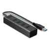 Lindy 43324 USB 3.0 šakotuvas 4 prievadų, USB 3.2 Gen 1 Type-A, 5 Gbit/s, su integruotu laidu, aliuminis/plastikas, juodas