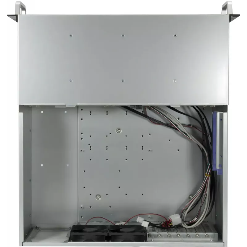 Server Rack Korpusas INTER-TECH IPC 4U-4708 — 4U, Juodas, ATX/PS2 maitinimo šaltiniui, 4x priekiniai 80mm, 2x galiniai 80mm, 2.5/3.5 colio HDD