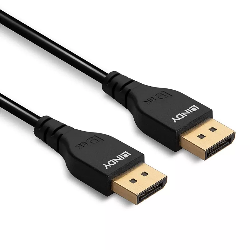 Lindy 1m Slim DisplayPort 1.4 laidas, 1 m, DisplayPort, DisplayPort, Vyriškas, Vyriškas, 7680 x 4320 pikselių