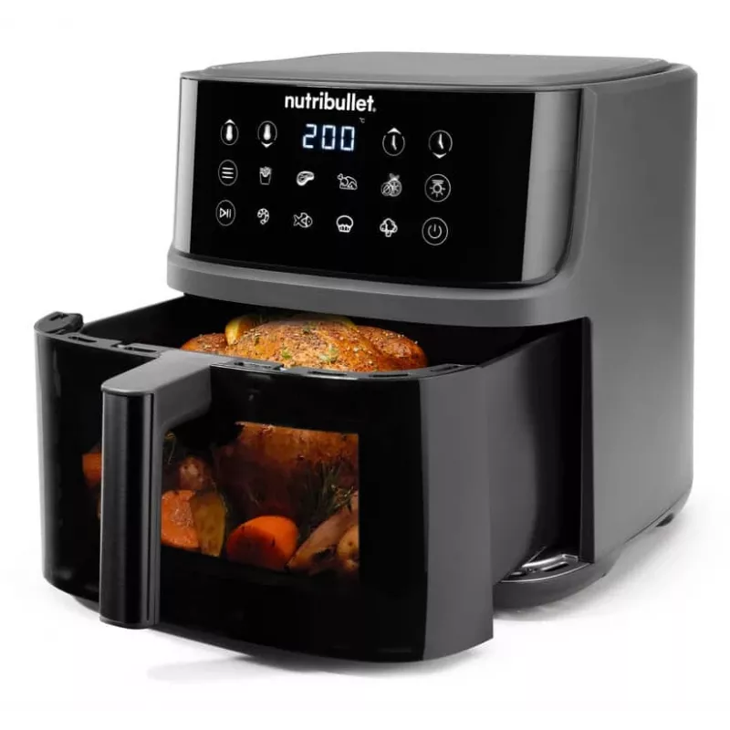 NutriBullet CrispLite Vision 8 L 2000 W Karšto oro gruzdintuvė Juoda