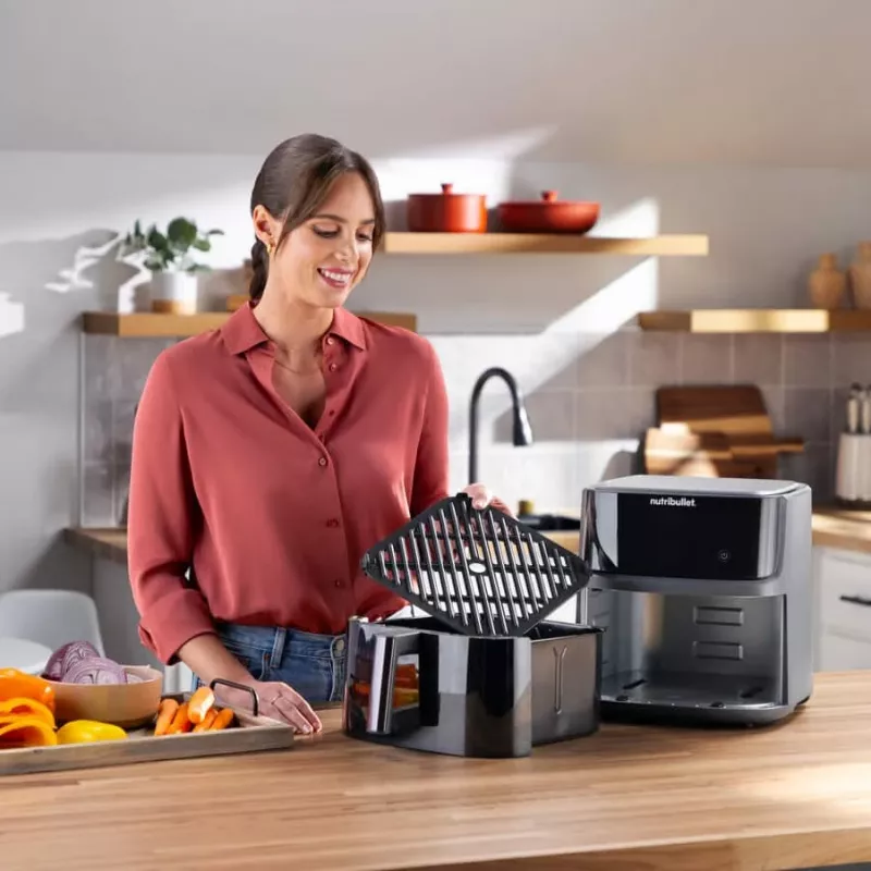NutriBullet CrispLite Vision 8 L 2000 W Karšto oro gruzdintuvė Juoda
