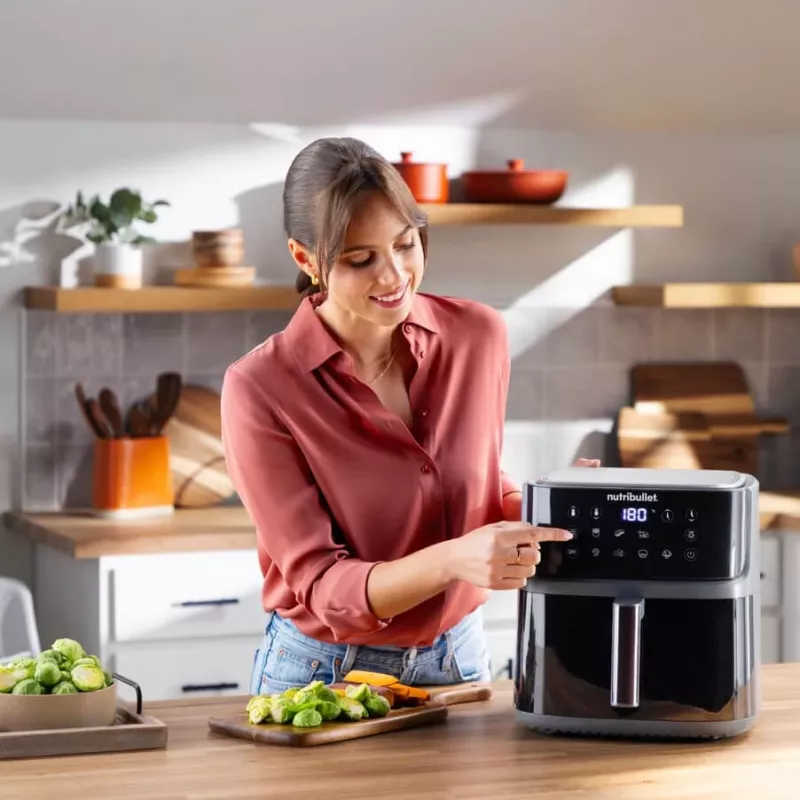 NutriBullet CrispLite Vision 8 L 2000 W Karšto oro gruzdintuvė Juoda