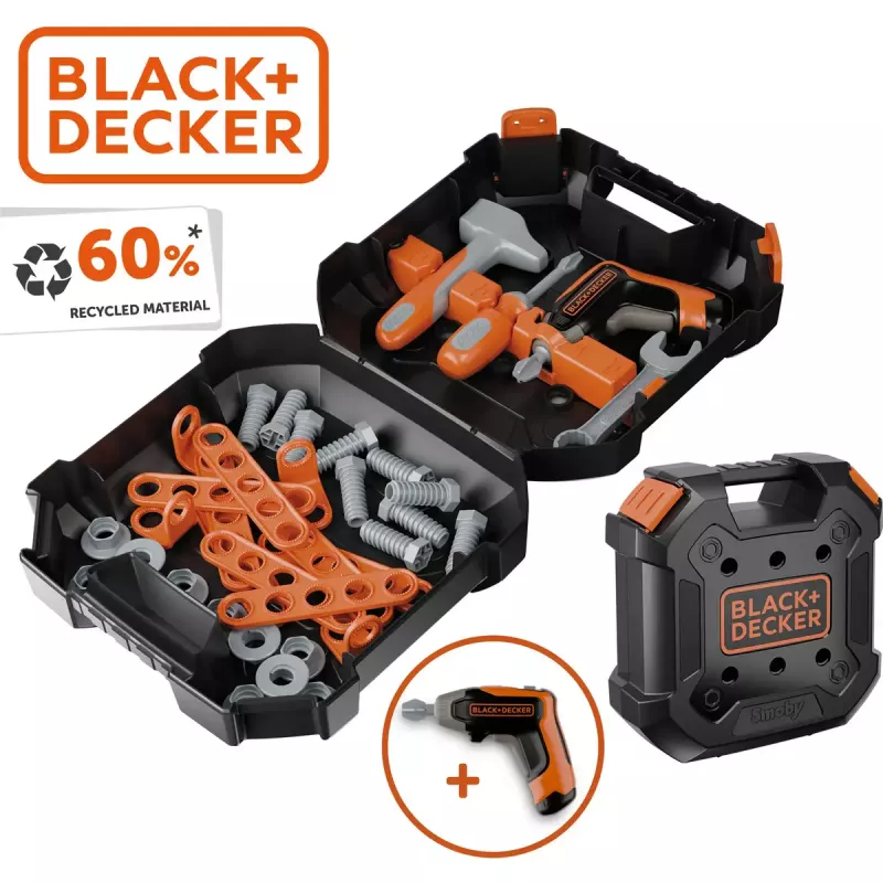 Vaikiškas įrankių rinkinys Simba-Dickie Smoby Black+Decker žaidimų įrankių dėklas