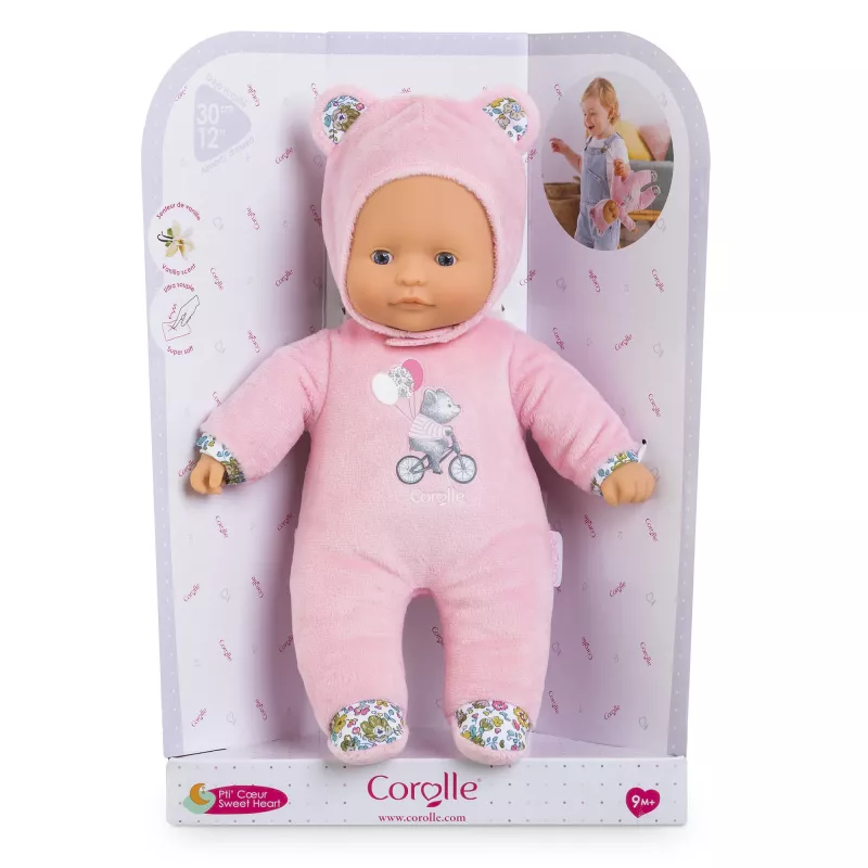 Minkštas žaislinis meškiukas Simba-Dickie Corolle Mon Doudou Corolle Sweetheart rožinis – guodžianti pliušinė lėlė