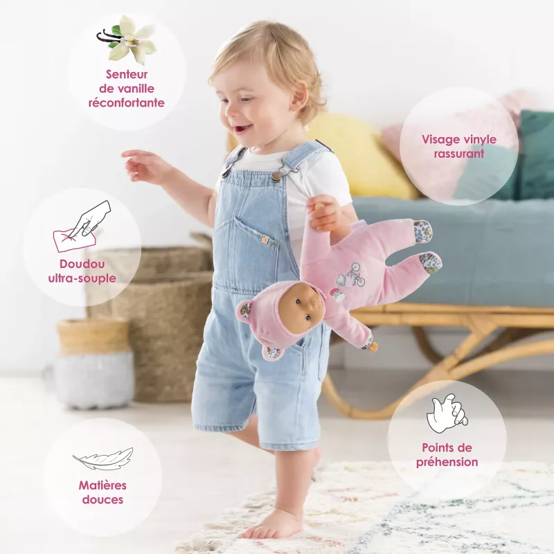 Minkštas žaislinis meškiukas Simba-Dickie Corolle Mon Doudou Corolle Sweetheart rožinis – guodžianti pliušinė lėlė