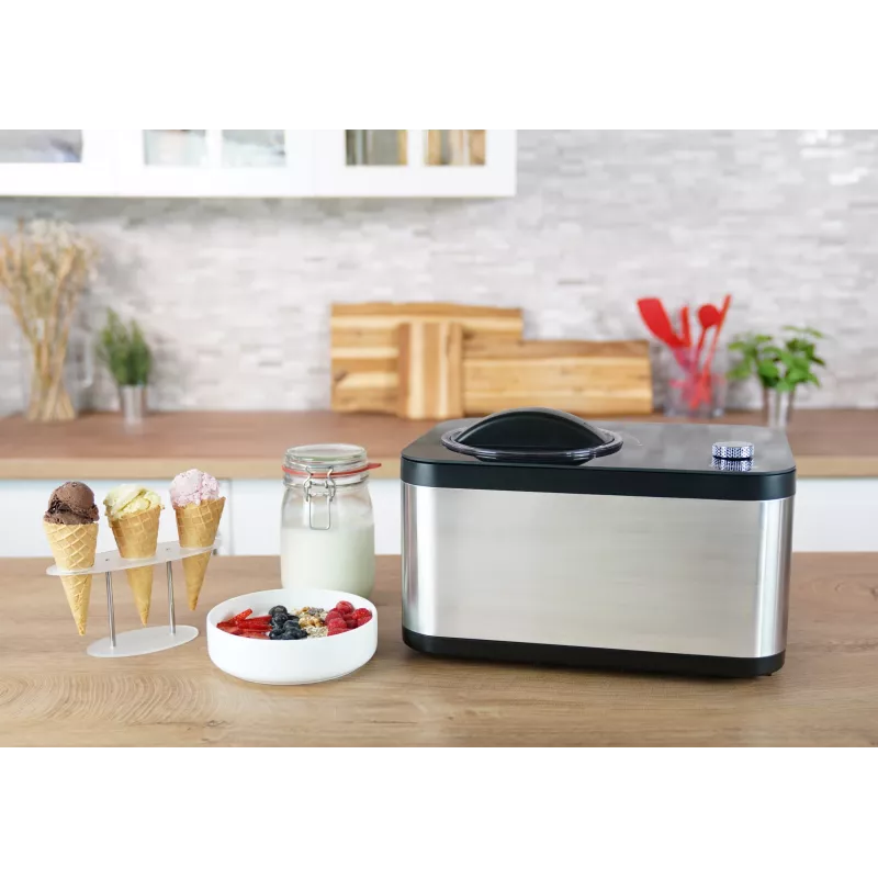 Unold 48826 EVA ledų ir jogurto gaminimo aparatas su kompresoriumi, 1,5 l, 120 W, juodas, nerūdijantis plienas