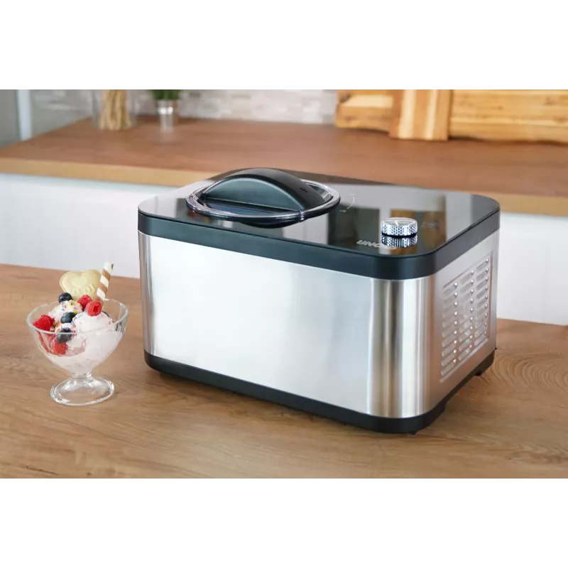 Unold 48826 EVA ledų ir jogurto gaminimo aparatas su kompresoriumi, 1,5 l, 120 W, juodas, nerūdijantis plienas