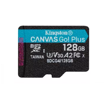 Kingston Technology 128GB microSDXC Canvas Go Plus Gen4 200R A2 U3 Single Pack be adapterio