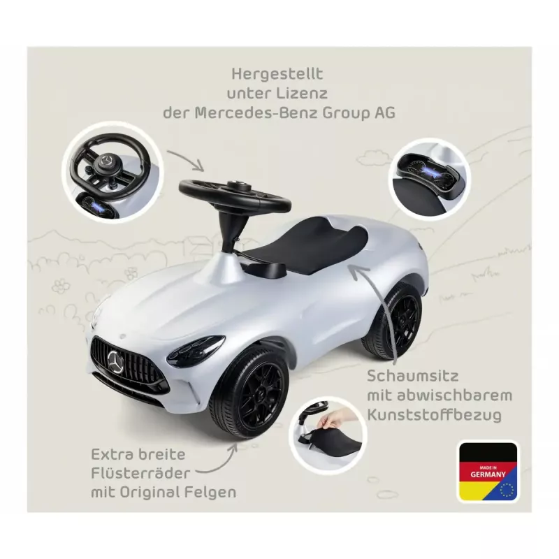 Vaikiškas stumiamas/paspirtukinis automobilis Simba-Dickie BIG Mercedes-AMG GT sidabrinis/juodas