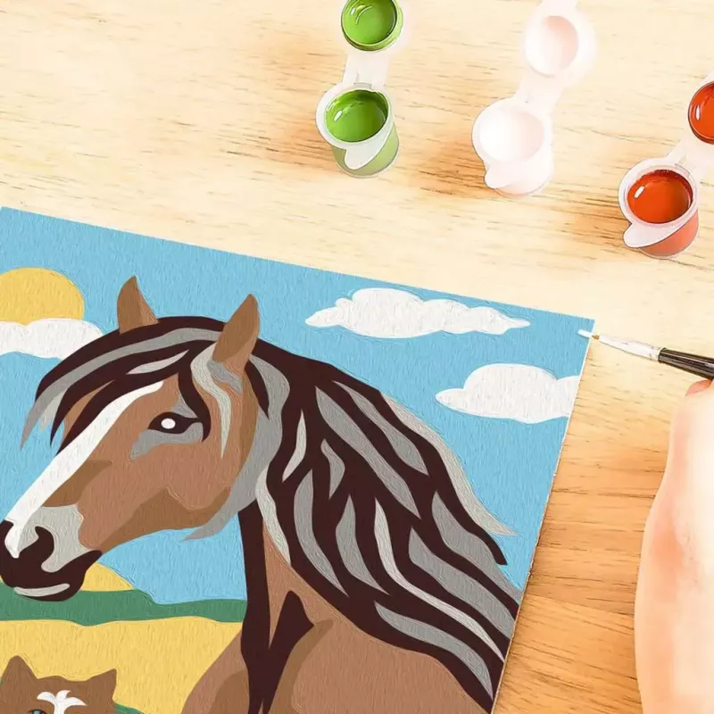 Piešimo rinkinys Ravensburger CreArt – arklio ir kačiuko motyvas, piešimo ant popieriaus kūrybinis rinkinys