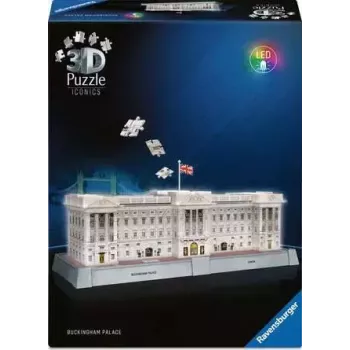 3D dėlionė Ravensburger Iconics Buckingham Palace su šviesa, 216 detalių