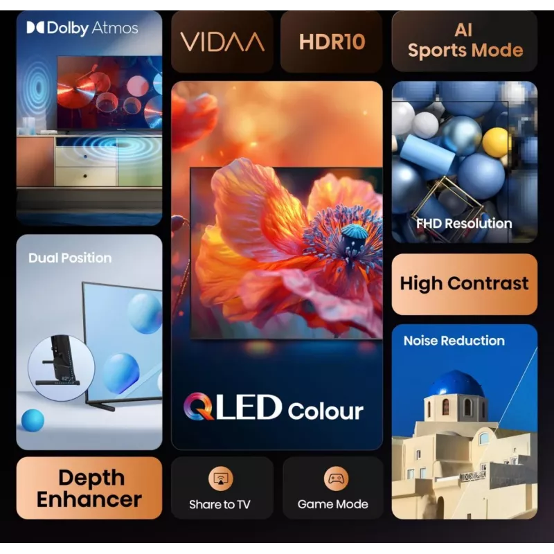 Hisense 32A5Q 81.3 cm (32 coliai) Full HD QLED Smart TV Wi-Fi Juoda