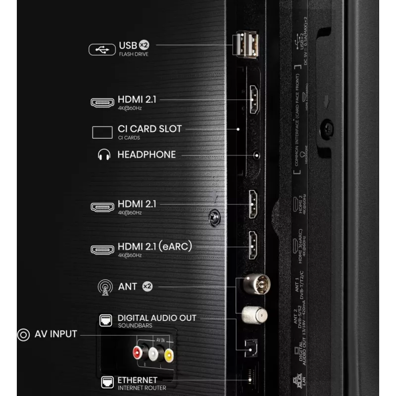 Hisense 50E77Q 127 cm (50 colių) 4K Ultra HD QLED išmanusis televizorius, Wi-Fi, juodas
