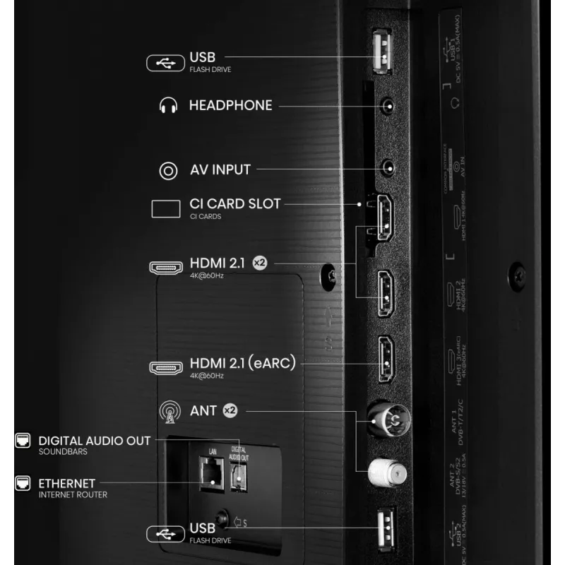 Hisense 85E77Q 2,16 m (85 col.) 4K Ultra HD QLED Smart TV Wi-Fi Juoda