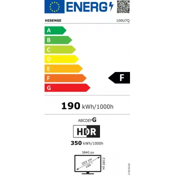 Hisense 100U7Q 2,54 m (100 col.) 4K Ultra HD išmanusis televizorius su Wi-Fi, juodas
