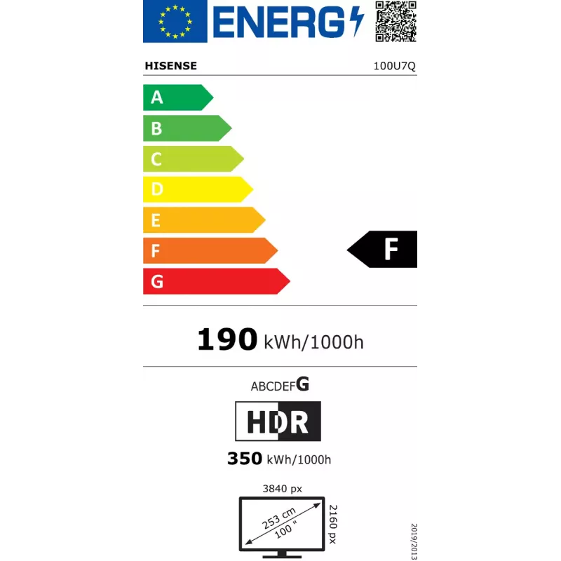 Hisense 100U7Q 2,54 m (100 col.) 4K Ultra HD išmanusis televizorius su Wi-Fi, juodas