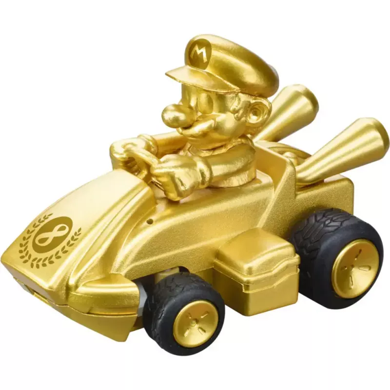 Radijo bangomis valdomas CARRERA Mario Kart Mini RC – Mario Gold, 2.4 GHz, popierinė dėžutė