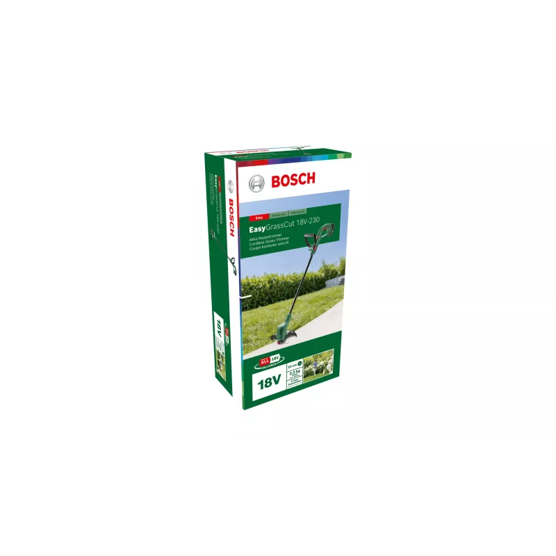 Žoliapjovės žirklės Bosch EasyGrassCut 18V-230, 18 V akumuliatorius, 2 Ah, 23 cm pjovimo skersmuo, 2,2 kg
