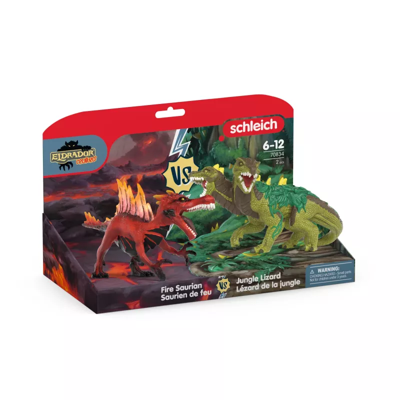 Žaislų figūrėlių rinkinys Schleich Eldrador Creatures Ugnies dinozauras prieš Džiunglių driežą, modelis 70834