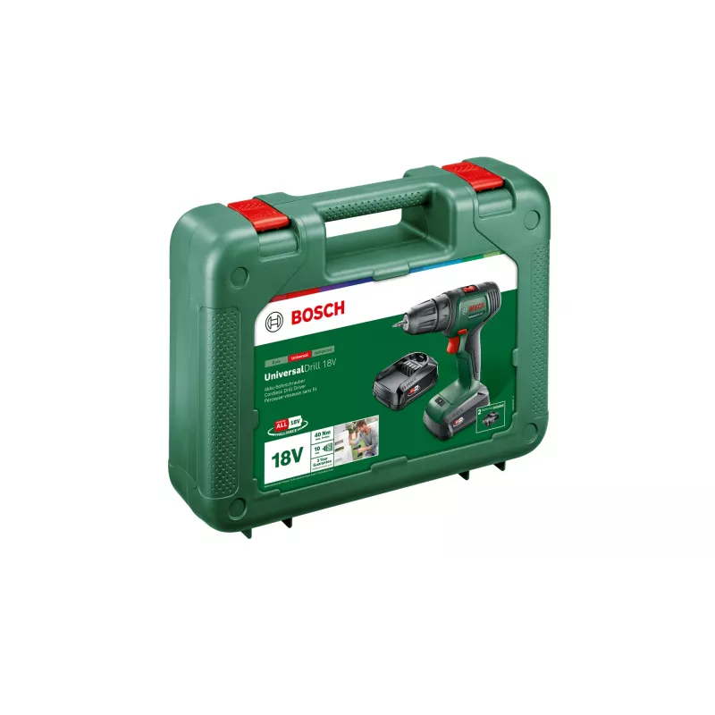Bosch UniversalDrill 18V 1450 RPM Belaidis gręžtuvas-suktuvas, raktelinis griebtuvas, 1,2 kg, juoda, žalia