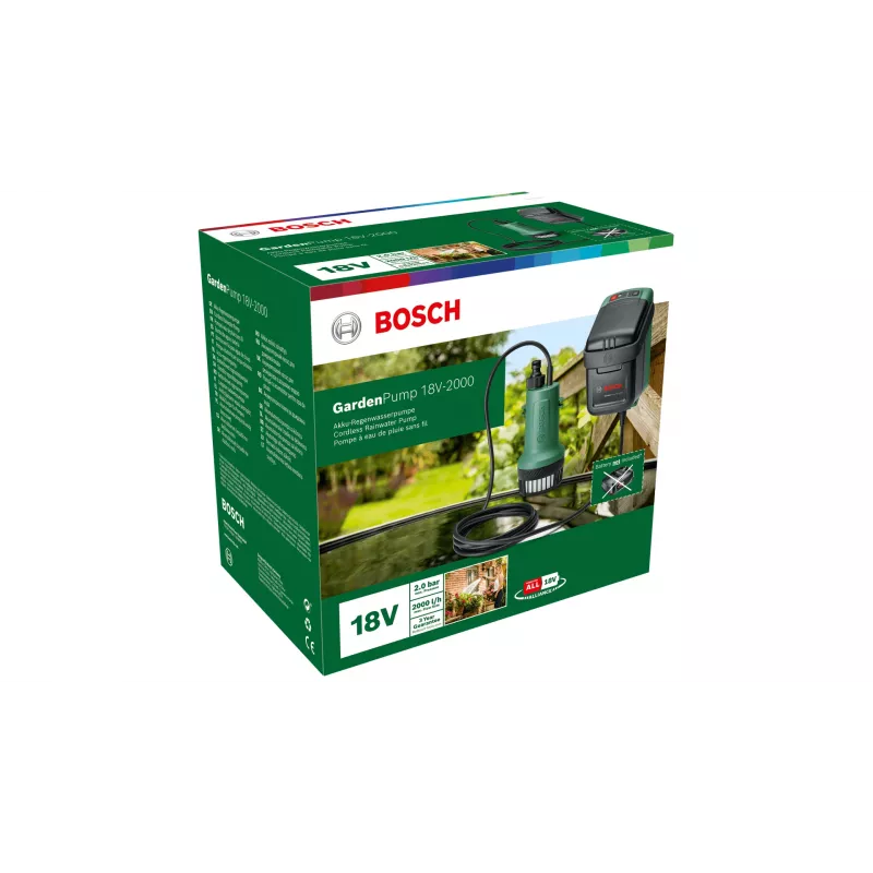 Bosch GardenPump18V-2000 siurblys sodo vandeniui 2000 l/h