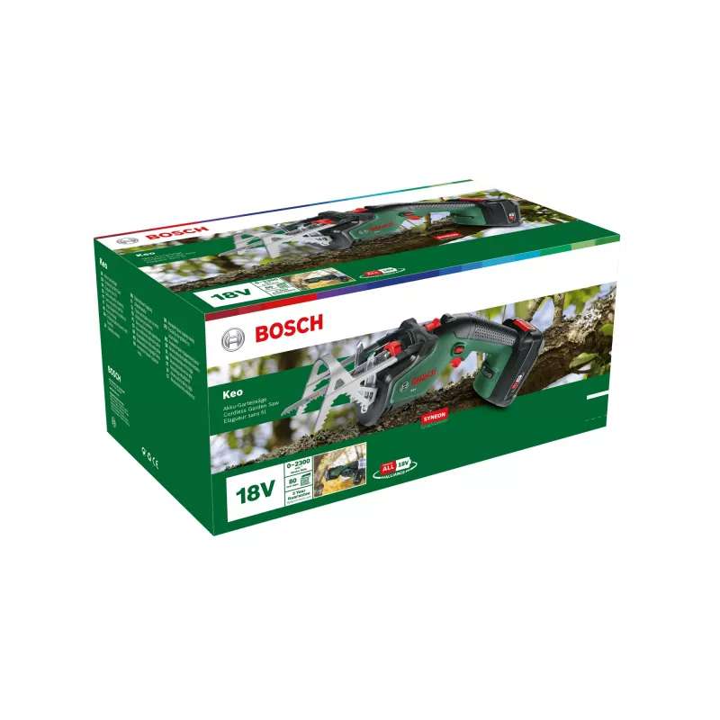 Bosch Keo 18V belaidis genėjimo pjūklas, 2,0 Ah, žalia/juoda