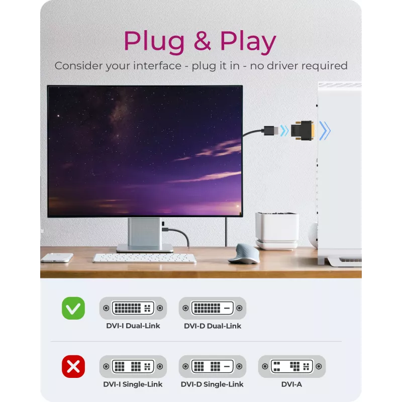 ICY BOX IB-AC552 DVI-D į HDMI A tipo adapteris