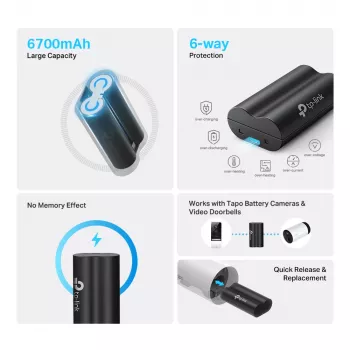 TP-Link Tapo baterijos paketas, 6700 mAh, ličio, juodas, skirtas Tapo C420, C400, D230