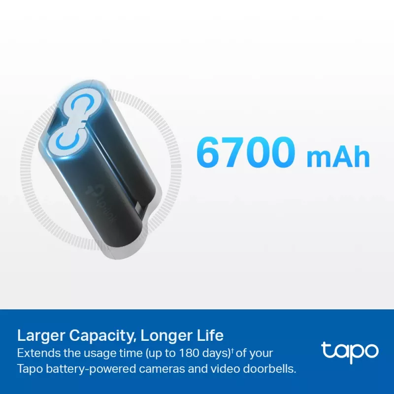 TP-Link Tapo baterijos paketas, 6700 mAh, ličio, juodas, skirtas Tapo C420, C400, D230