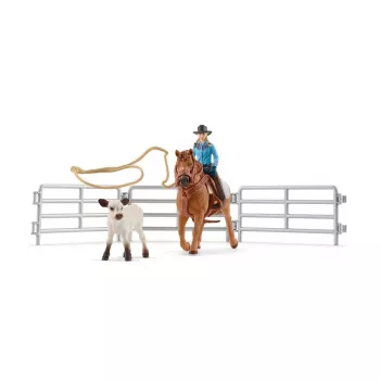 Schleich Cowgirl Team Roping Fun žaidimo rinkinys, 3–8 m., įvairių spalvų