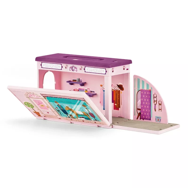 Schleich Sofia’s Beauties arklio kirpyklos palapinė – mobilus žaidimų rinkinys, rekomenduojamas amžius 3–8