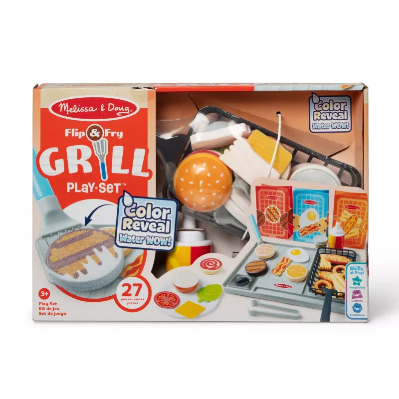 Melissa & Doug Flip & Fry Grill žaidimų rinkinys su Water WOW spalvų keitimo maistu