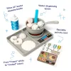 Melissa & Doug Simmer & Stir Stovetop Play Set su Water WOW! spalvą keičiančiu maistu – žaislinė viryklė su puodu ir keptuve