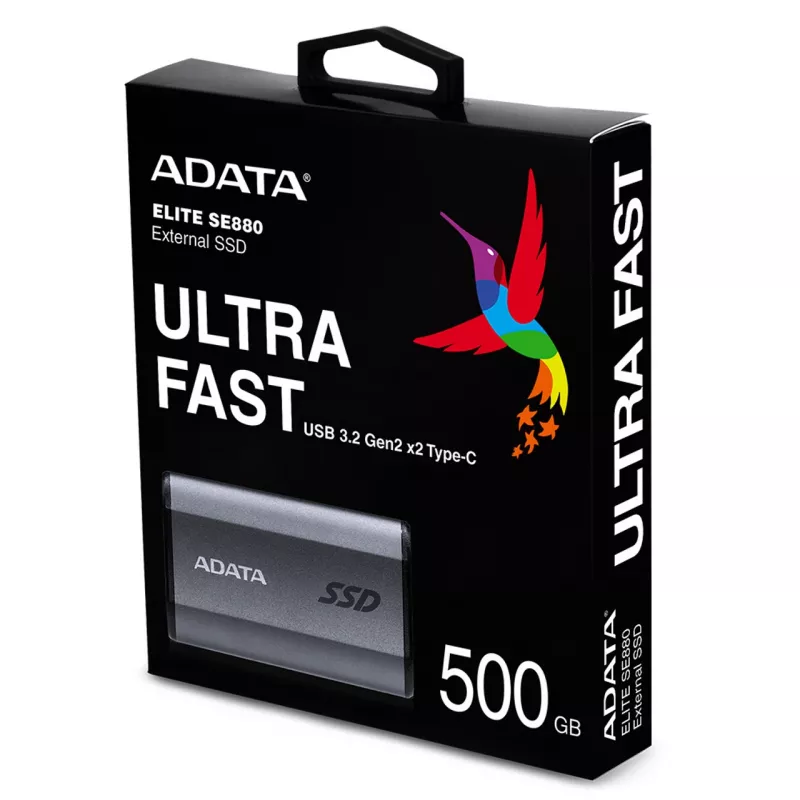 ADATA SE880 500 GB USB Type-C 3.2 Gen 2 (3.1 Gen 2) pilkas išorinis SSD