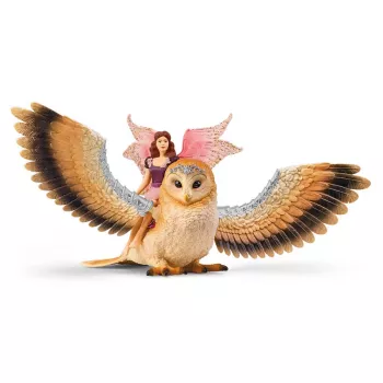 schleich BAYALA Fairy in Flight on Glam-Owl – skraidanti fėja su pelėda, 5+ metų, Saulės Elfai, Vienaragiai ir Fėjos, įvairiaspalvis, plastikas