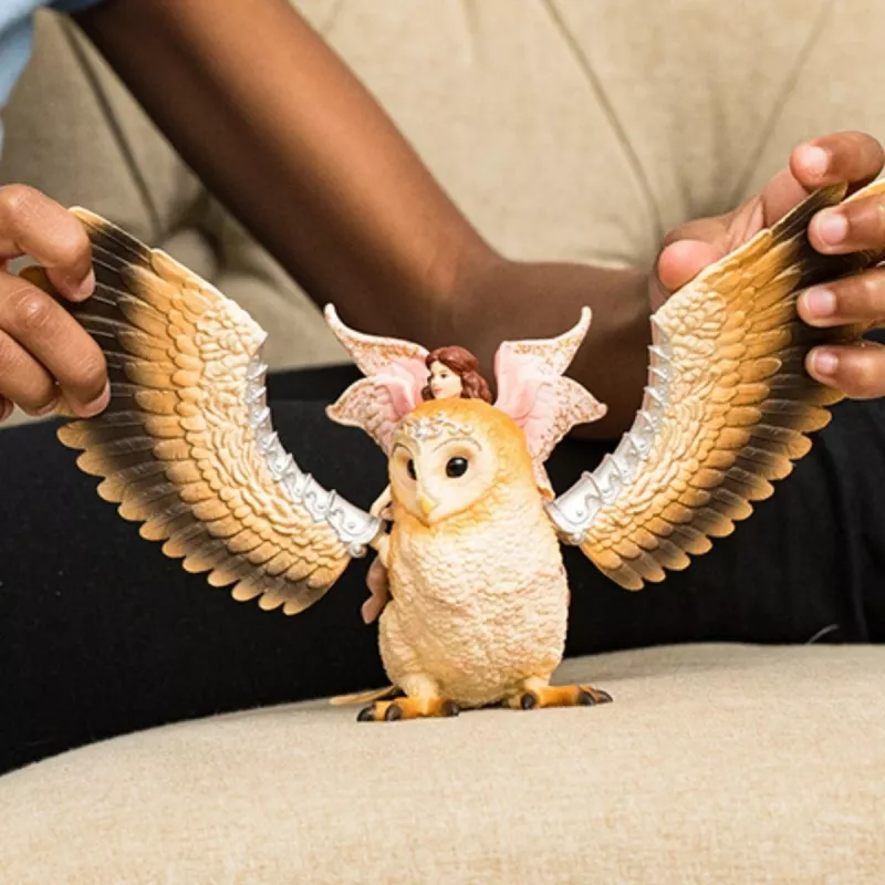 schleich BAYALA Fairy in Flight on Glam-Owl – skraidanti fėja su pelėda, 5+ metų, Saulės Elfai, Vienaragiai ir Fėjos, įvairiaspalvis, plastikas