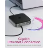 ICY BOX 7-in-1 USB4® DockingStation su dviem vaizdo išėjimais, laidinis, USB4, 60 W, 3,5 mm, 10,100,1000 Mbit/s, antracitas