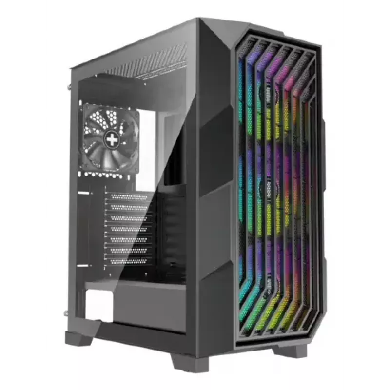 Korpusas XILENCE Performance A+ BREEZE II (MIDI Tower) – juodas, grūdintas stiklas, ATX/Micro-ATX/Mini-ITX, 3x140mm priekyje, 1x120mm gale