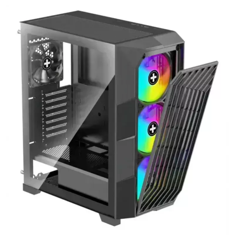Korpusas XILENCE Performance A+ BREEZE II (MIDI Tower) – juodas, grūdintas stiklas, ATX/Micro-ATX/Mini-ITX, 3x140mm priekyje, 1x120mm gale
