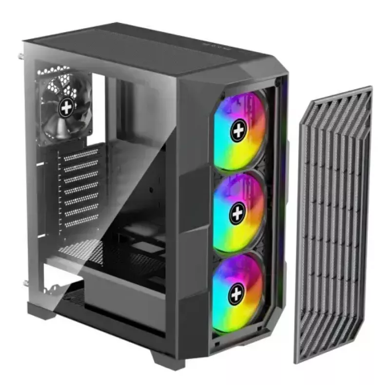 Korpusas XILENCE Performance A+ BREEZE II (MIDI Tower) – juodas, grūdintas stiklas, ATX/Micro-ATX/Mini-ITX, 3x140mm priekyje, 1x120mm gale