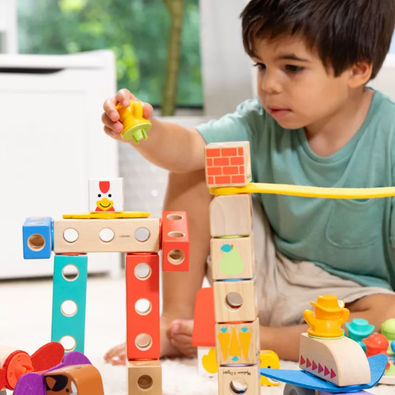 Melissa & Doug MDT BBN Blockables Town Pyst GML, 73 dalių, plastikas, medis
