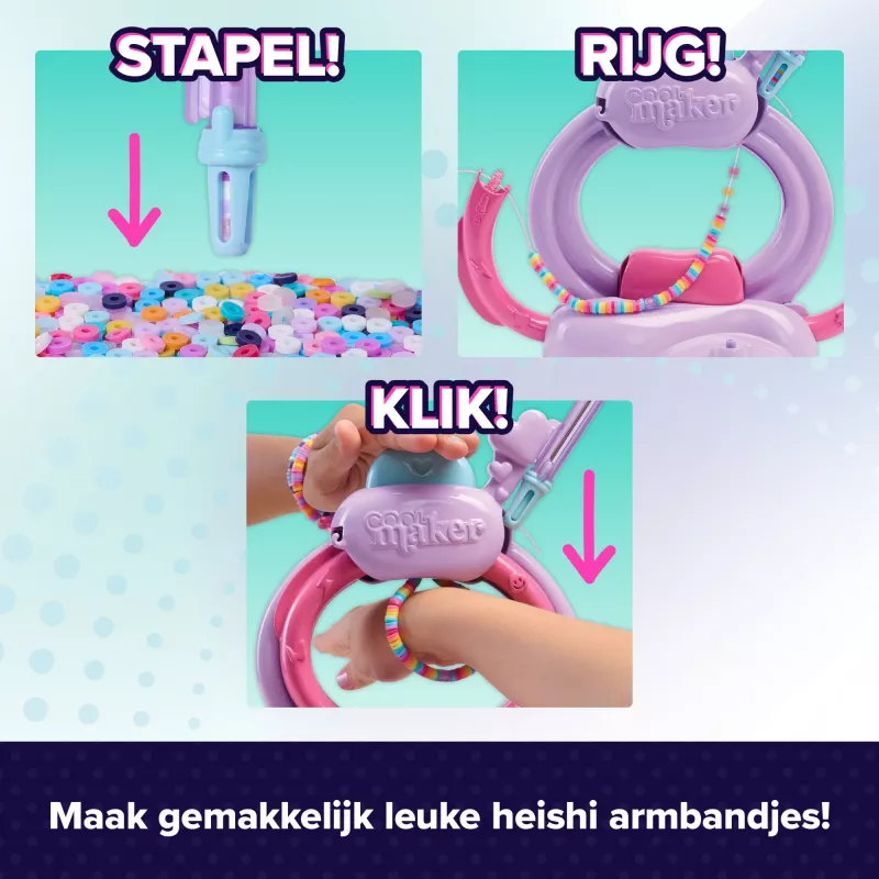 Rinkinys apyrankių gamybai Spin Master Cool Maker Stack'd Heishi Bracelet Studio – heishi stiliaus apyrankių kūrimo rinkinys